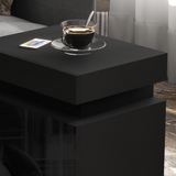 HOMCOM High Gloss Bedside Table with LED Light and 2 Drawers – Remote-Controlled Side Table, Black