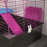 PawHut Small Animal Cage, Rabbit and Guinea Pig Hutch with Platform, Ramp and Hay Feeder – Black