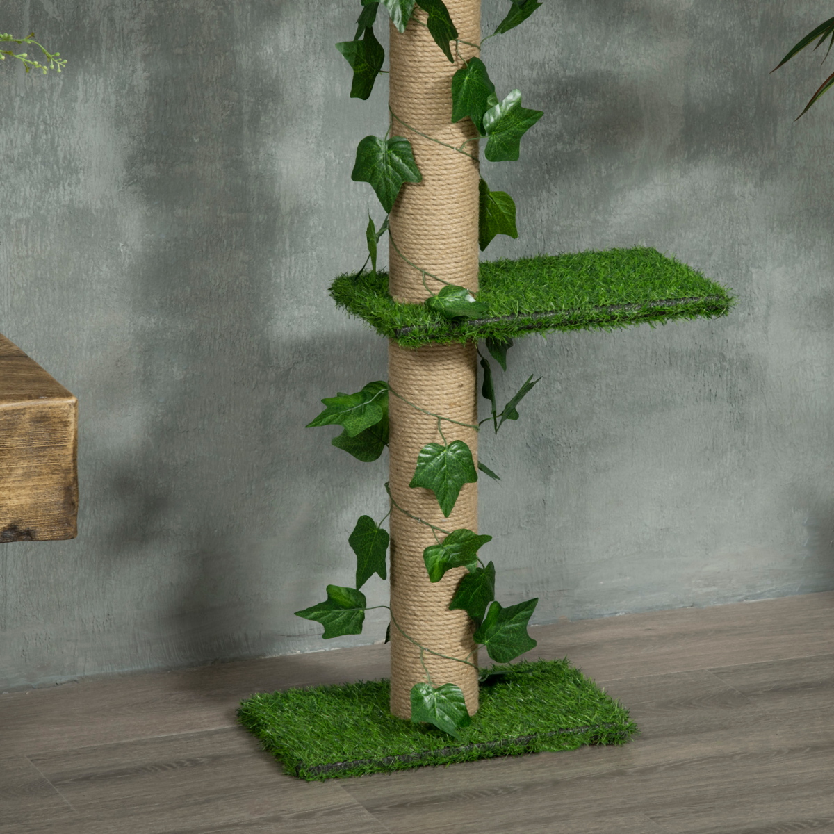 242cm Adjustable Floor-to-Ceiling Cat Tree with Jute Scratching Post and Anti-Slip Kit – Tall Cat Tower, Green