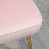 HOMCOM Velvet-Feel Shell Accent Chair with Scalloped Back & Metal Legs – Bedroom Armchair, Pink