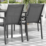 Outsunny 7-Piece Garden Dining Set with Tempered Glass Table and 6 Mesh Chairs – Patio Furniture, Grey