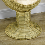 PawHut Raised Cat House with Natural Mat Grass Basket, Cushion and Stand – Detachable Cat Bed, 41 x 69 cm