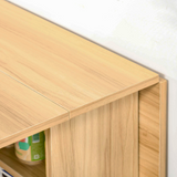 HOMCOM Folding Drop-Leaf Dining Table with 2 Storage Shelves & Lockable Wheels – Space-Saving, Teak