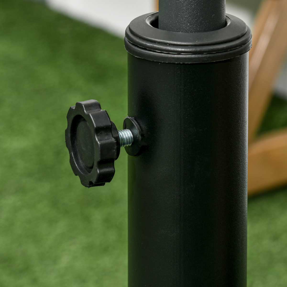 Outsunny 23.5kg Round Resin Parasol Base with Wheels & Brakes – Fits 38–48mm Poles