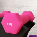 SPORTNOW Hex Dumbbell Set with Storage Rack, 12kg Total (2 x 1kg, 2 x 2kg, 2 x 3kg) – Home Gym Hand Weights