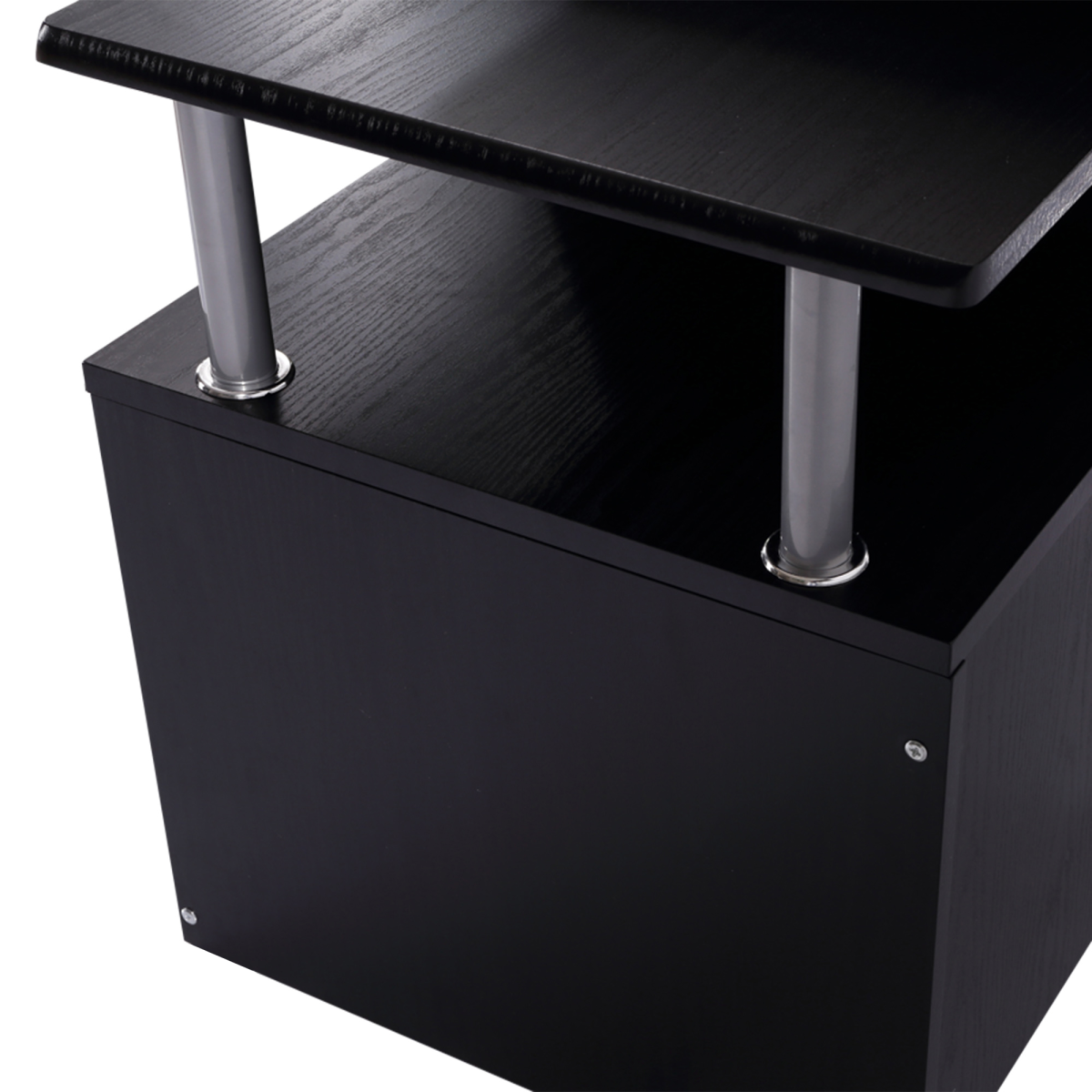 HOMCOM Wooden Computer Desk with Pull-Out Keyboard Tray, Storage Drawer & Printer Shelf