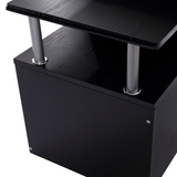 HOMCOM Wooden Computer Desk with Pull-Out Keyboard Tray, Storage Drawer & Printer Shelf