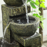 Outsunny 4-Tier Stone-Look Garden Water Fountain with Pump & Adjustable Flow – Cascading Resin Water Feature