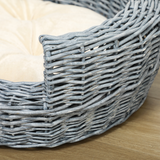 Pawhut Elevated Pet Sofa Bed with Willow Rattan Frame & Cushion – Cat & Dog Basket, Small Breeds up to 20kg
