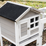 PawHut 2-in-1 Wooden Rabbit Hutch with Double House, Run Box, Slide-Out Tray & Ramp – Outdoor Home