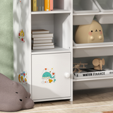 AIYAPLAY Kids Toy Storage Organiser with 8 Removable Bins, Bookcase & Cupboard – White