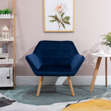 Luxe Velvet-Feel Accent Tub Chair with Wide Arms & Solid Wood Legs – Living Room Armchair, Blue