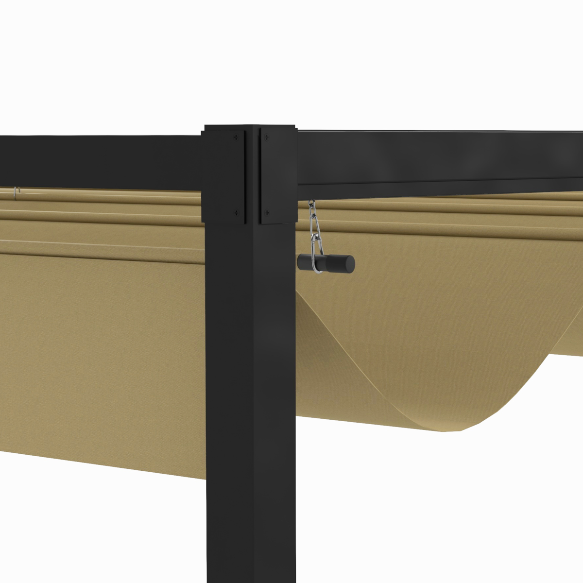 Outsunny 4x3m Metal Pergola Gazebo with Retractable Canopy – Patio Sun Shelter, Khaki