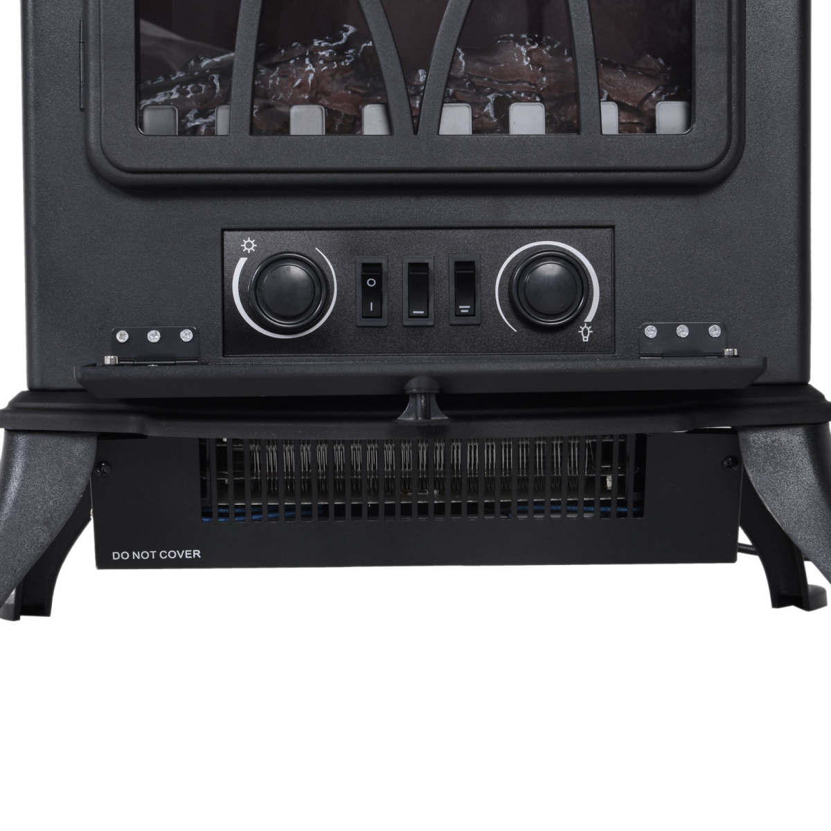 HOMCOM 1850W Freestanding Electric Log Burner Stove with Flame Effect – No Chimney Needed, Black