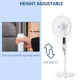 HOMCOM 54" Height-Adjustable Pedestal Fan with 85° Oscillation, LED Panel & 7.5-Hour Timer