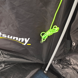 Outsunny 3-4 Person Tunnel Tent with Two Rooms, Windows & Carry Bag – Water-Resistant Family Camping Tent, Black