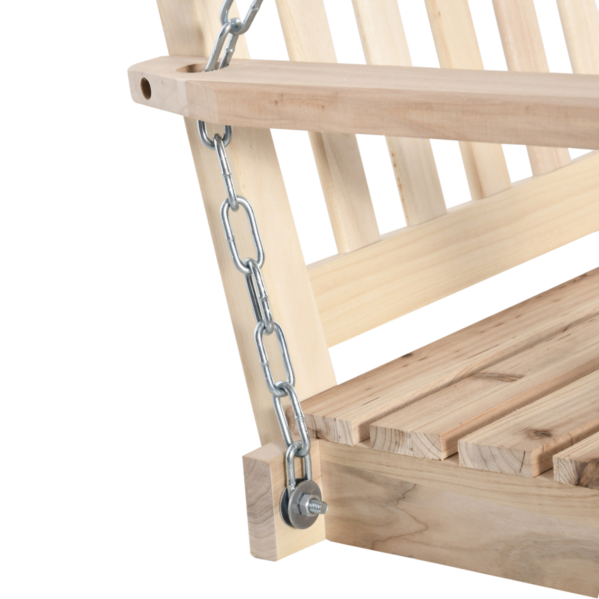 Outsunny 2-Seater Wooden Porch Swing Chair with Hanging Chains – Fir Wood Garden Swing Bench