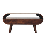 Artisan Furniture California Walnut Circular TV Stand – Solid Mango Wood, 2 Drawers & Open Slot, Brown