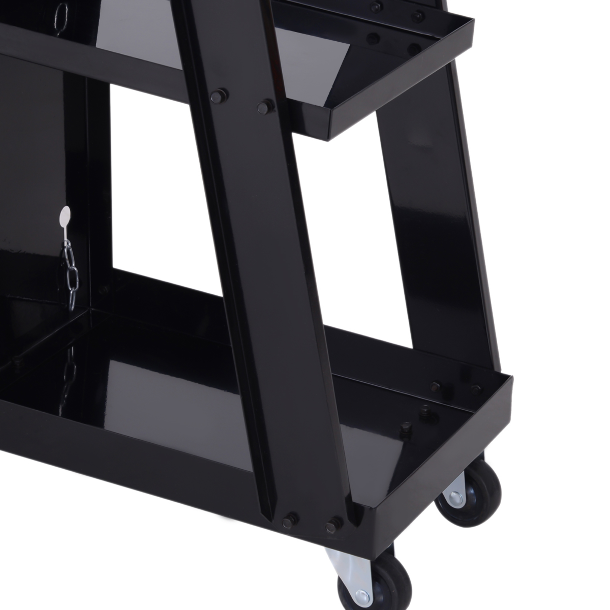 DURHAND Welding Cart with 3 Storage Trays, Safety Chains and 4 Wheels – Gas Bottle Welder Trolley, Black