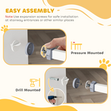 PawHut Pressure Fit Safety Gate with Auto Closing Door & Double Lock – Dog Gate for 74-80cm Openings, White