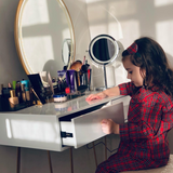 HOMCOM Dressing Table Set with LED Mirror, Stool & 2 Drawers – Bedroom Makeup Vanity