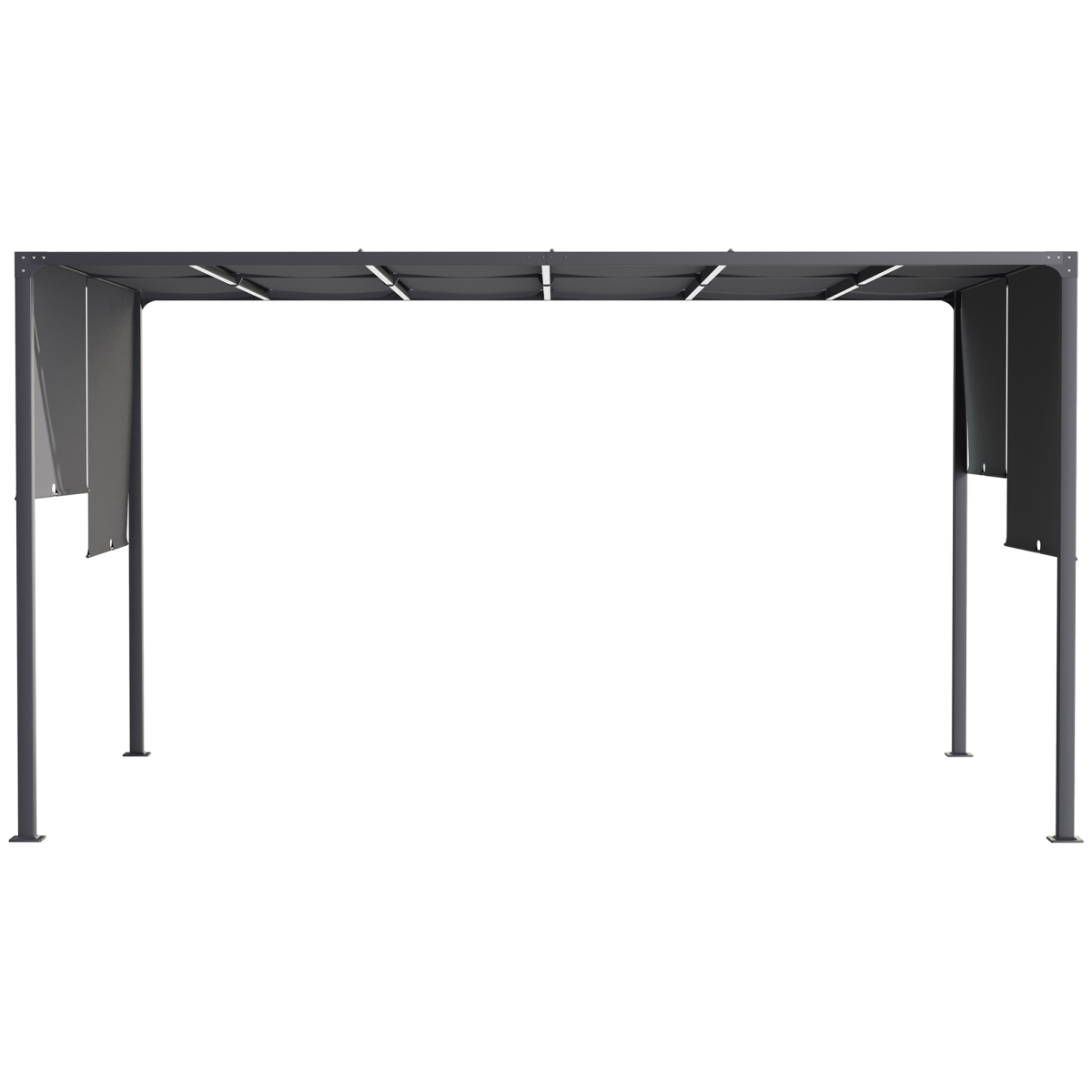 Outsunny 3x4m Garden Pergola with Retractable Roof & Solar LED Lights – Metal Gazebo, Grey