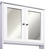 kleankin Wall-Mounted Bathroom Mirror Cabinet with 2 Mirrored Doors and Adjustable Shelf – White MDF
