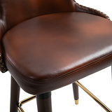 HOMCOM Luxury European Style PU Leather Bar Stools, Set of 2 with Padded Seat & Footrest – Brown