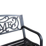 Outsunny 2-Seater Steel Glider Bench with Breathable Mesh Seat – Garden & Patio Seating, 126 x 60 x 85 cm, Black