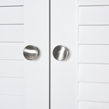 HOMCOM 183cm Tall Slim Bathroom Cabinet with Retro Shutter Doors and 3 Compartments – White