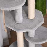 Pawhut Multi-level Cat Tree with Plush Perches, Condo and Jute Scratching Posts – Kitten Tower with Dangling Rope
