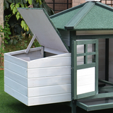 PawHut Wooden Chicken Coop with Nesting Box, Outdoor Run & Removable Tray – Elevated Poultry House, Green