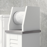 kleankin Slim Toilet Roll Storage Unit with Cupboard and Adjustable Shelf – Louvered Door Bathroom Cabinet, White