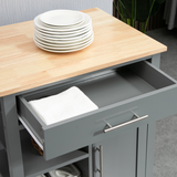 HOMCOM Kitchen Trolley with Open Shelf, Storage Drawer & Lockable Wheels – Utility Cart on Wheels, Grey