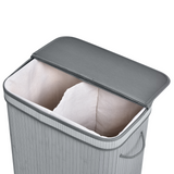 HOMCOM 100L Bamboo Laundry Basket with Flip Lid and Removable Lining – Water-Resistant Hamper, Grey