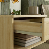 HOMCOM Floating Nightstands Set of 2 with Rattan Drawer & Storage Shelf – Wall-Mounted Bedside Tables, Natural