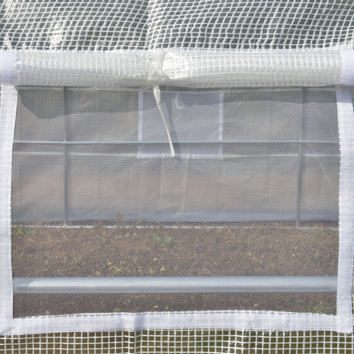 Outsunny 4 x 3 x 2m Walk-in Polytunnel Greenhouse with Steel Frame, Roll-Up Sides & 8 Windows, White