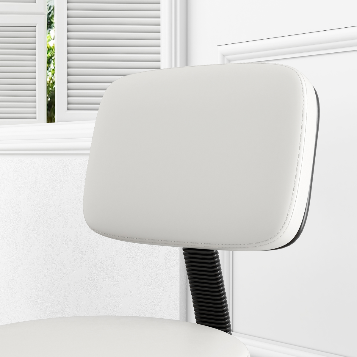 HOMCOM Adjustable Swivel Salon Chair with Padded Seat & 5 Wheels – Height 43–55cm, White