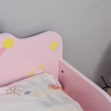 Princess Crown & Flower Wooden Toddler Bed with Safety Side Rails & Slats – Pink, Ages 3-6