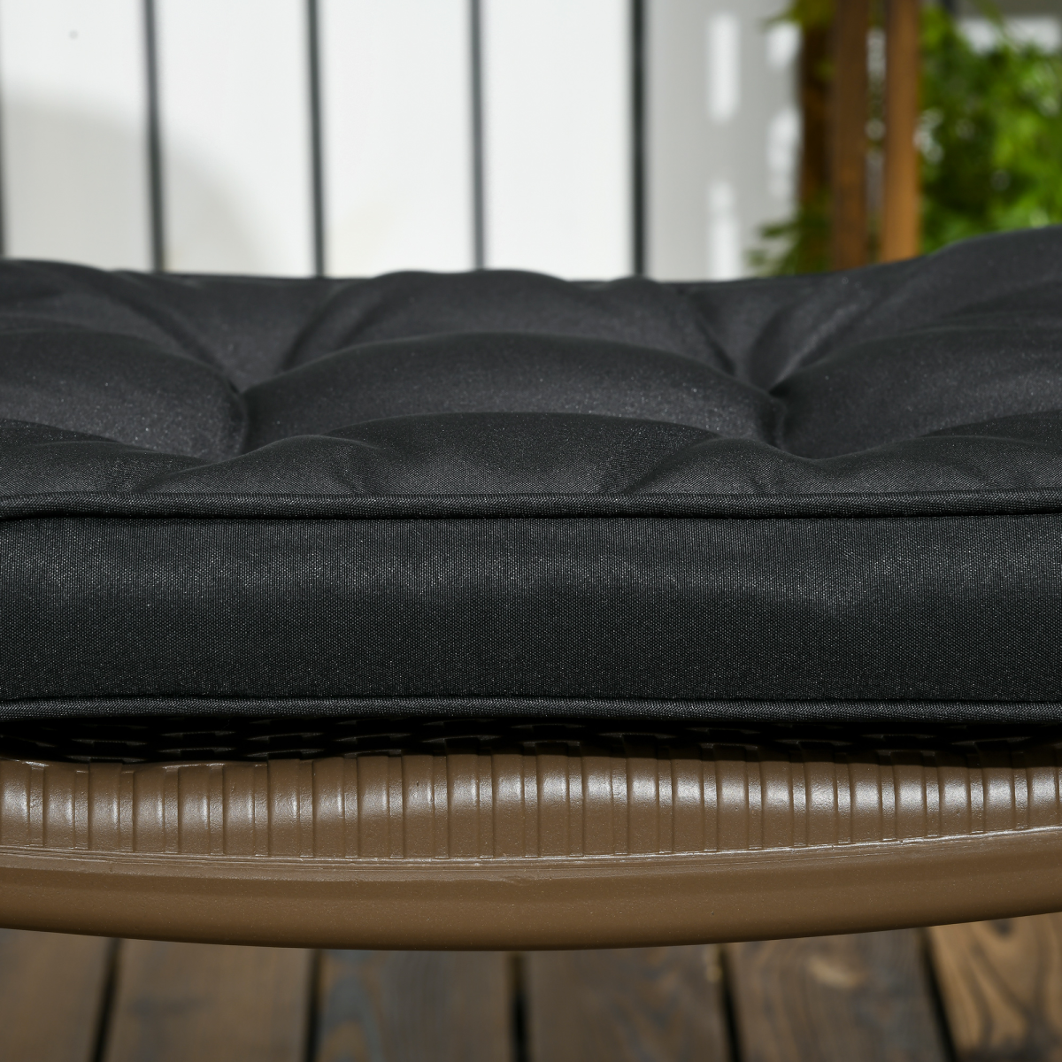 Outsunny Garden Seat Cushion with Ties – Replacement Outdoor Dining Chair Seat Pad, Black