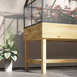Outsunny Elevated Raised Garden Bed with Polycarbonate Grow House Cover & Flip-Up Windows – Year-Round Growing