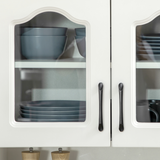 HOMCOM 168cm Kitchen Storage Cabinet with Glass Doors, Two Shelves & Drawers, Open Counter – Anti-Tipping, White