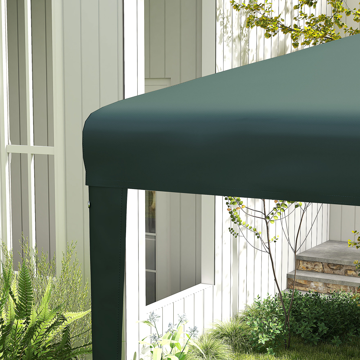Outsunny Garden Gazebo Marquee Party Tent with Steel Frame, Ground Stakes and Guy Ropes – 2.7 x 2.7m, Green