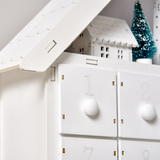 HOMCOM 24-Drawer Wooden Christmas Advent Calendar with LED Lights – Light-Up Countdown, White