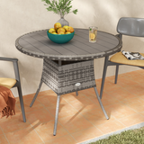Outsunny Rattan Outdoor Dining Table for 4 with Wood-Plastic Composite Top – Patio Garden Furniture, Grey
