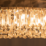 HOMCOM Crystal Chandelier Ceiling Light with Stainless Steel Frame – Pendant Light for Living Room, Silver