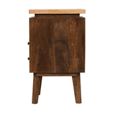 Artisan Furniture Solid Wood Platform Bedside Table with 2 Drawers and Open Slot – Nordic Legs, Brown