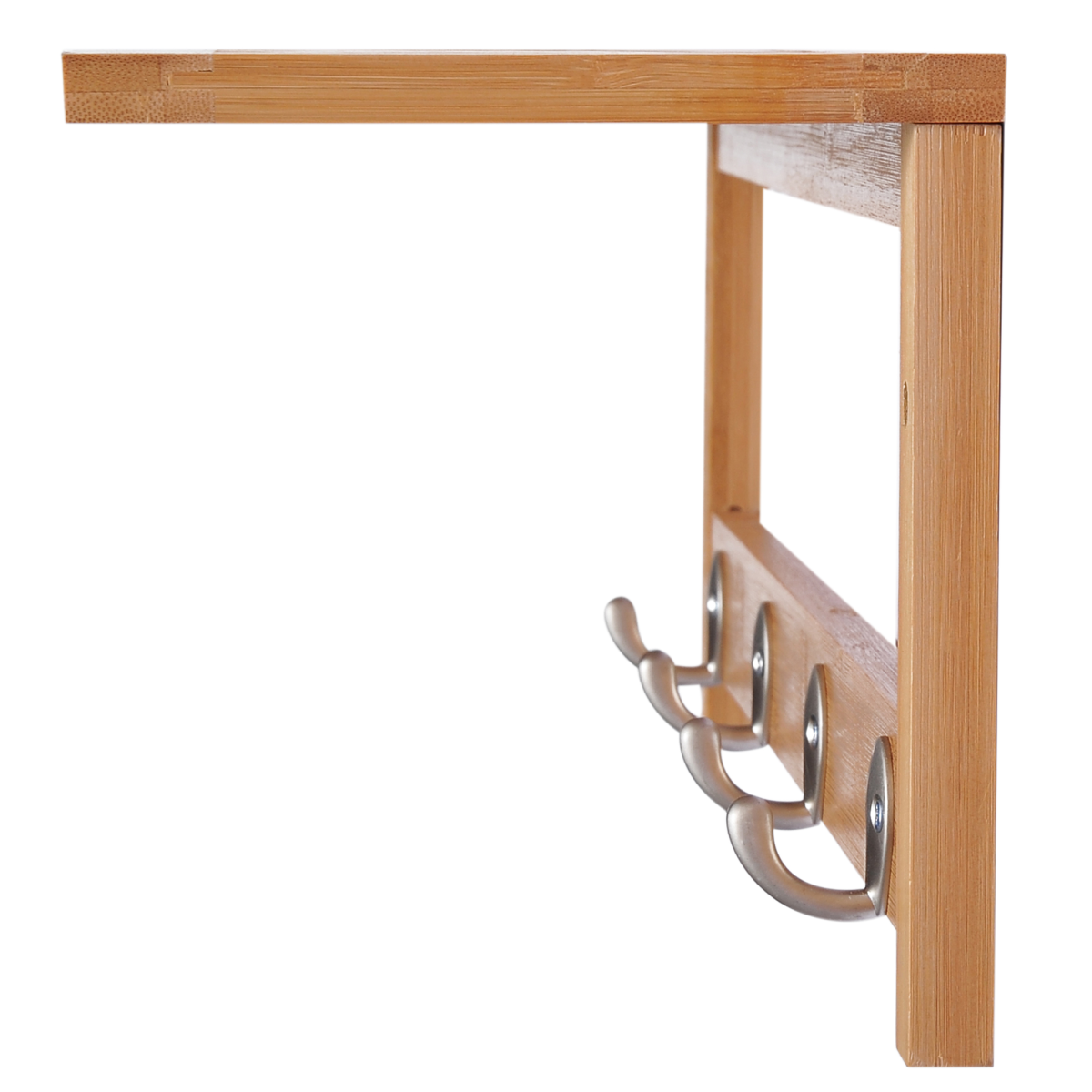 HOMCOM Wall-Mounted Clothes Rack with 4 Hooks and Top Shelf – Hallway Coat Rack, 50 x 17 x 20 cm
