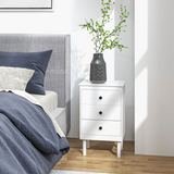 HOMCOM Set of 2 White Bedside Tables with 3 Drawers Each – Bedroom Storage Cabinets with Anti-Tip Straps
