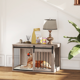PawHut Dog Crate Furniture with Removable Cushion for Large Dogs – Side Table Cage, Brown